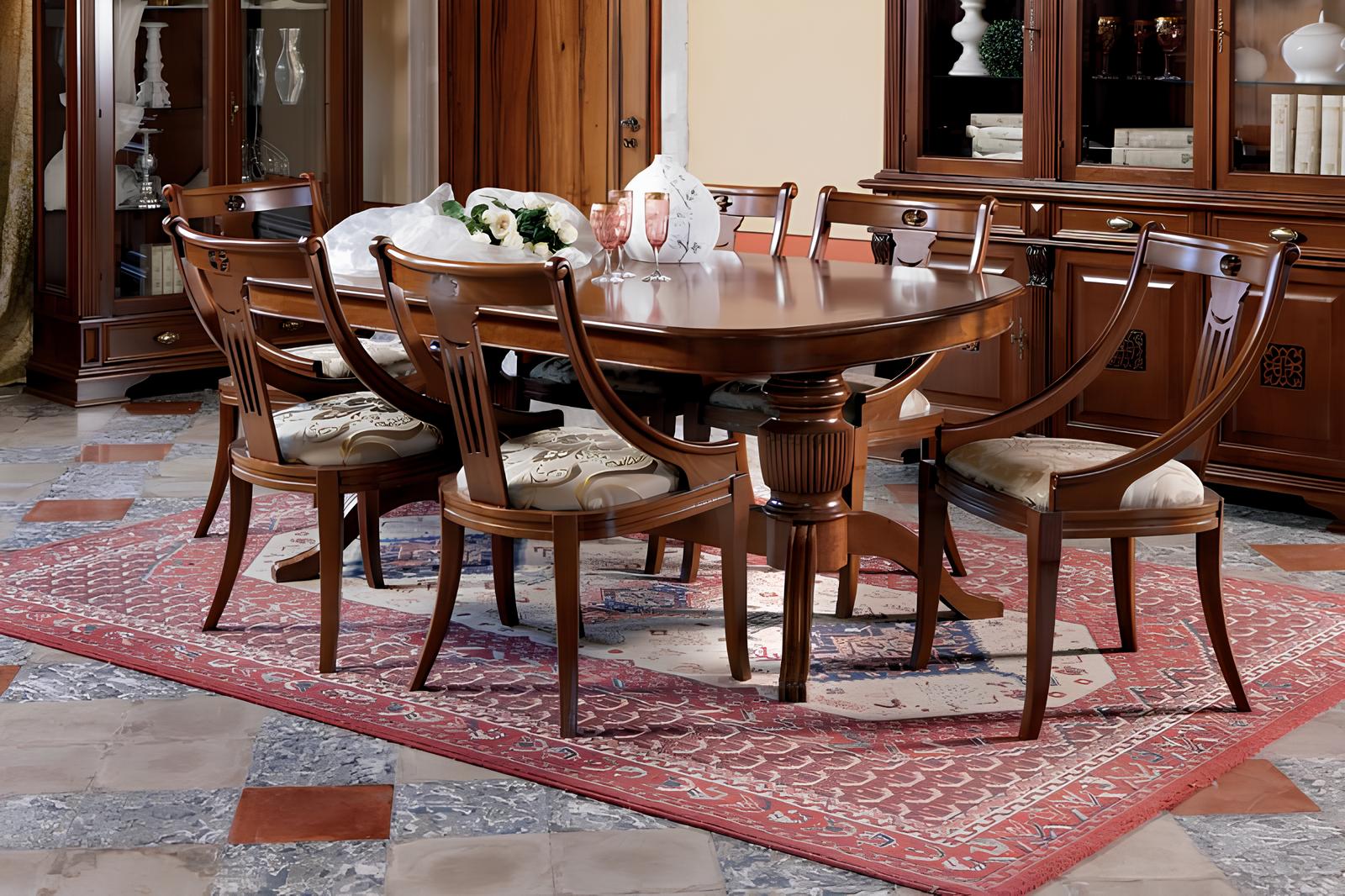 Komplett Set Esstisch + 6 Stühle Esszimmer Set Ess Gruppe Holz Tisch Tische 7tlg