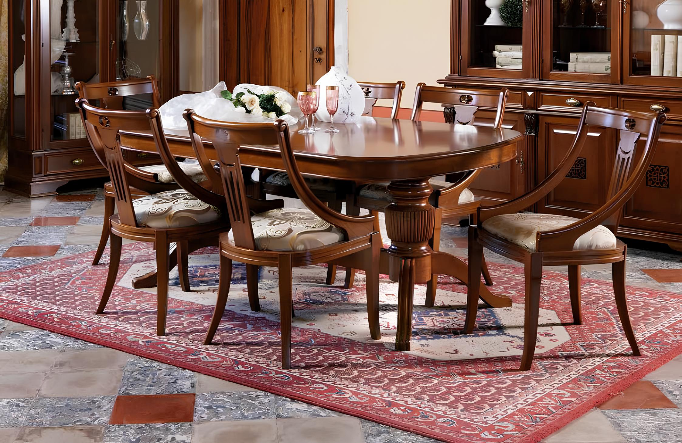 Esstisch + 4 Stühle Esszimmer Set Essgruppe Klassischer Tisch 7tlg Set Stuhl neu