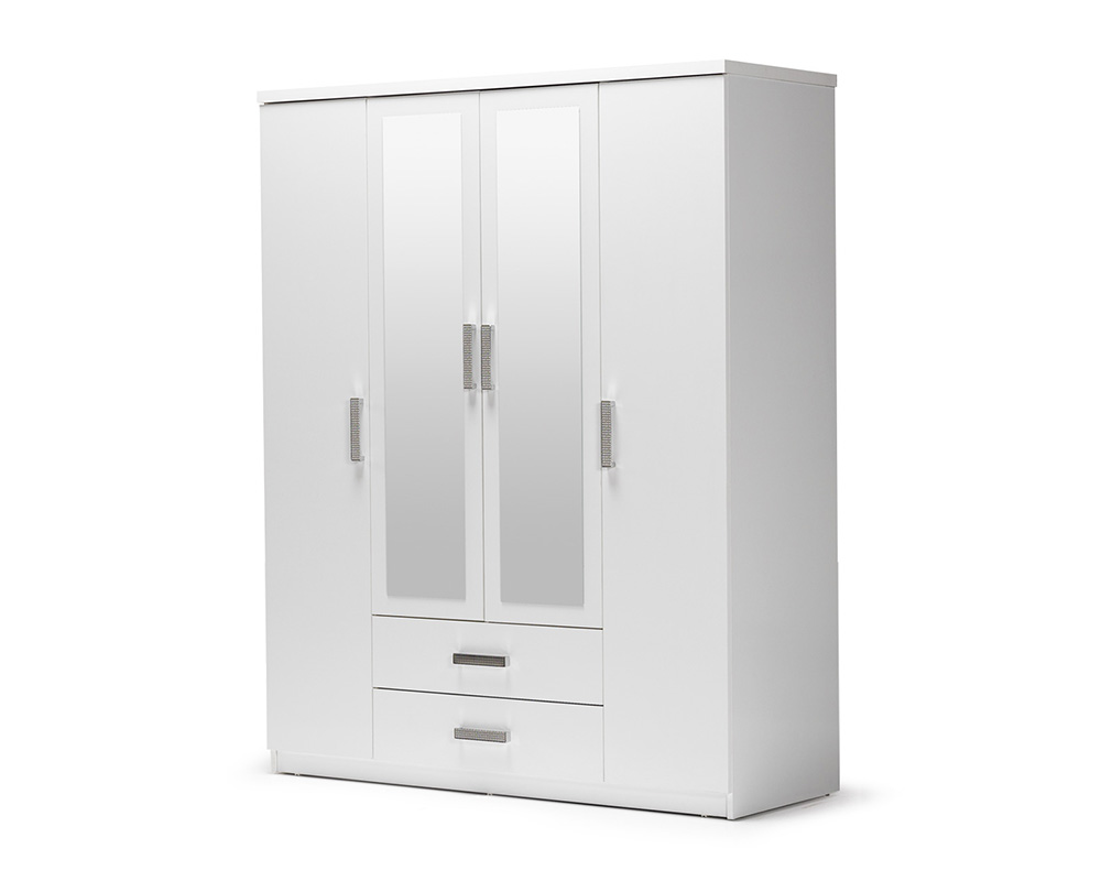 Kleiderschrank Holzschrank Schrank Anbauschrank Spiegel Holz Weiß Schlafzimmer