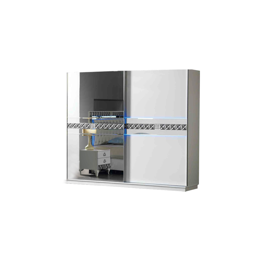 Kleiderschrank Schrank Schlafzimmerschrank Weiß Holzschrank Spiegel