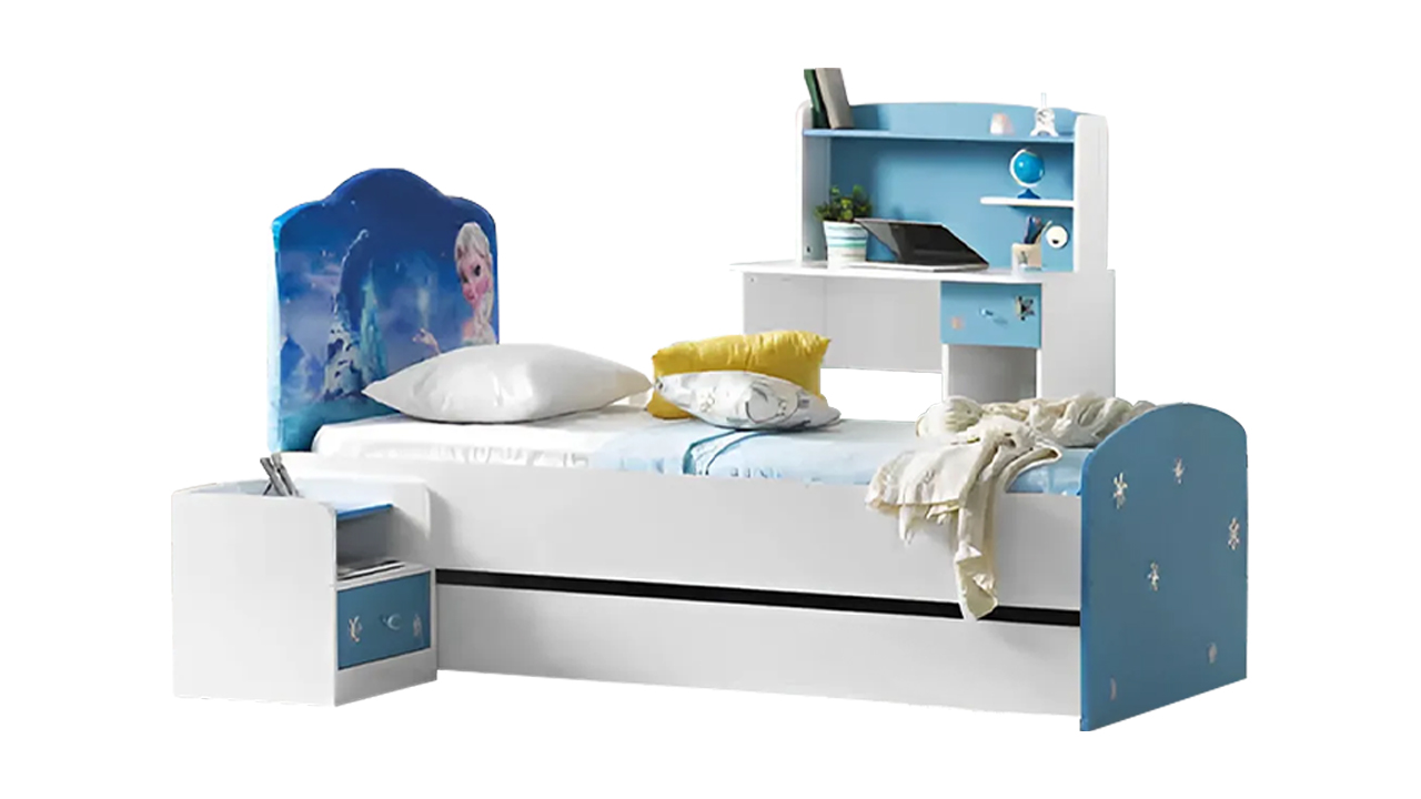 Kinderzimmer Bett Schreibtisch 3tlg Blau Nachttisch Etagenbett Design