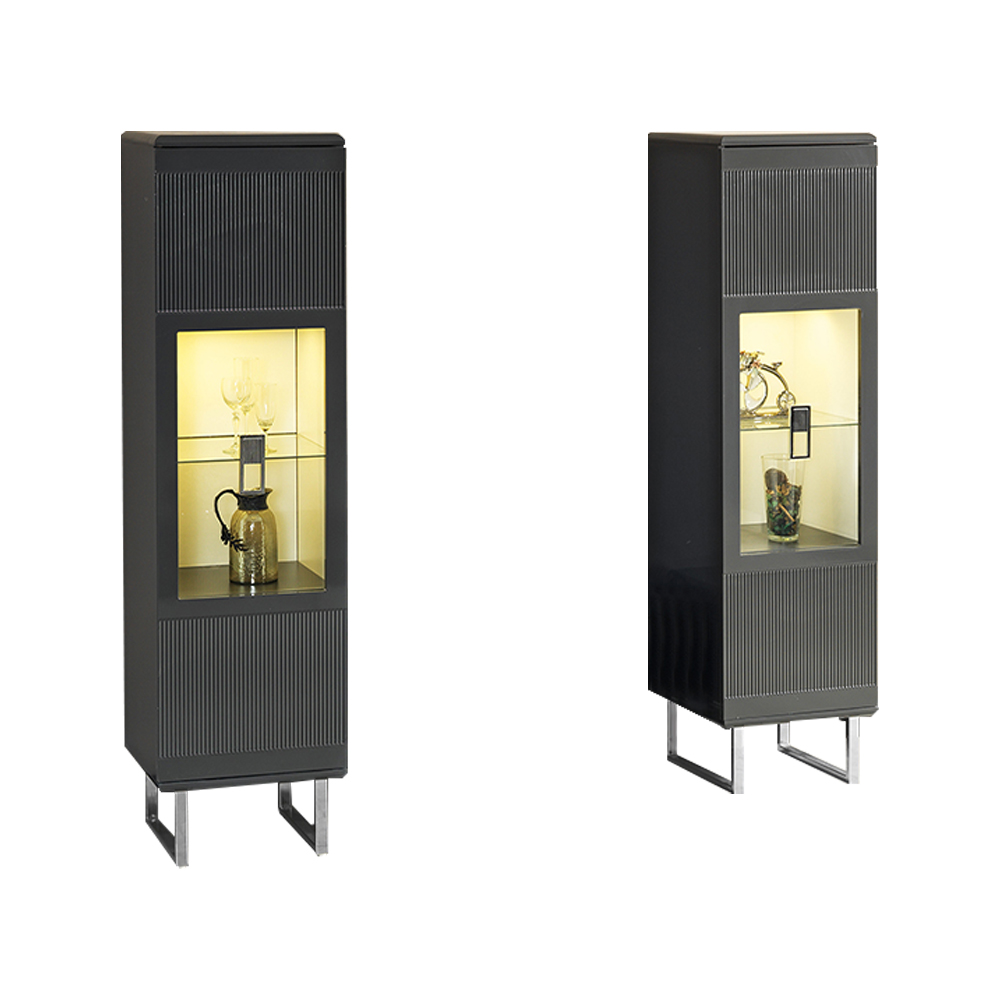 Gruppe Vitrinen Schränke Kommoden Holz Grau Wohnzimmer 2tlg Modern