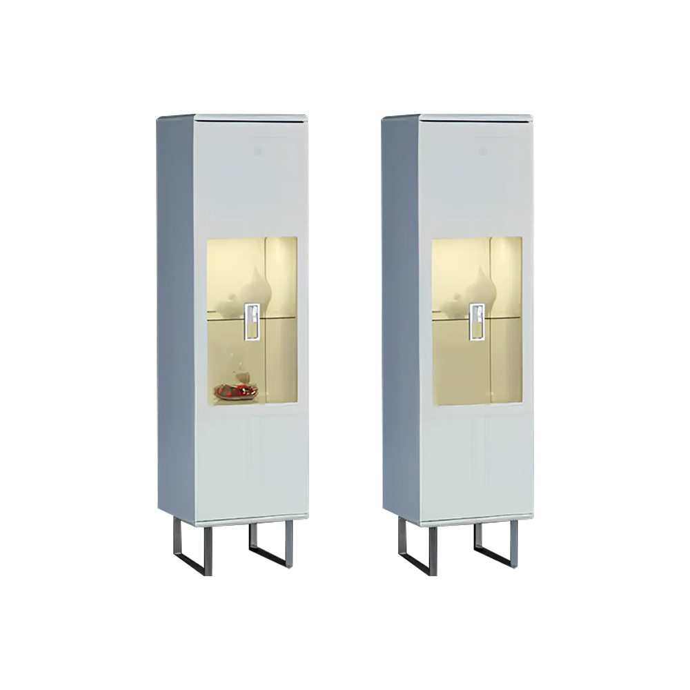 Komplette Vitrinen Schränke Kommoden Holz Weiß Wohnzimmer 2tlg Modern