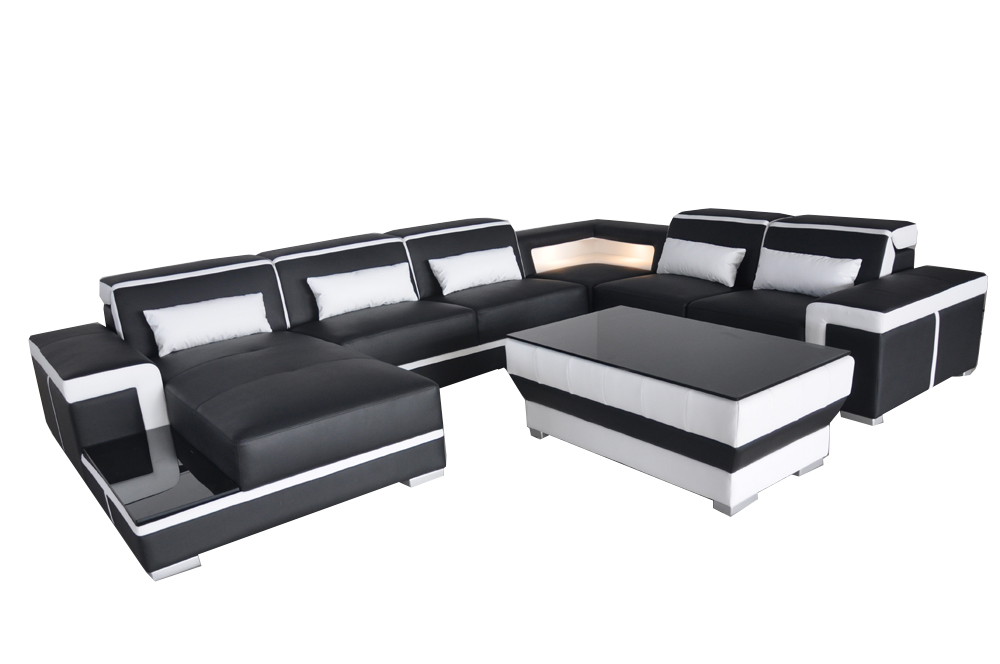 XXL Leder Sofa Polster Wohn Couch Sitz Garnitur Ecke Eck Sofas Couchen U Form
