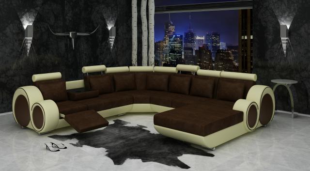 TEXTIL SOFA XXL WOHNLANDSCHAFT STOFF COUCH BIG SOFA POLSTERECKE ECKSOFA NEU