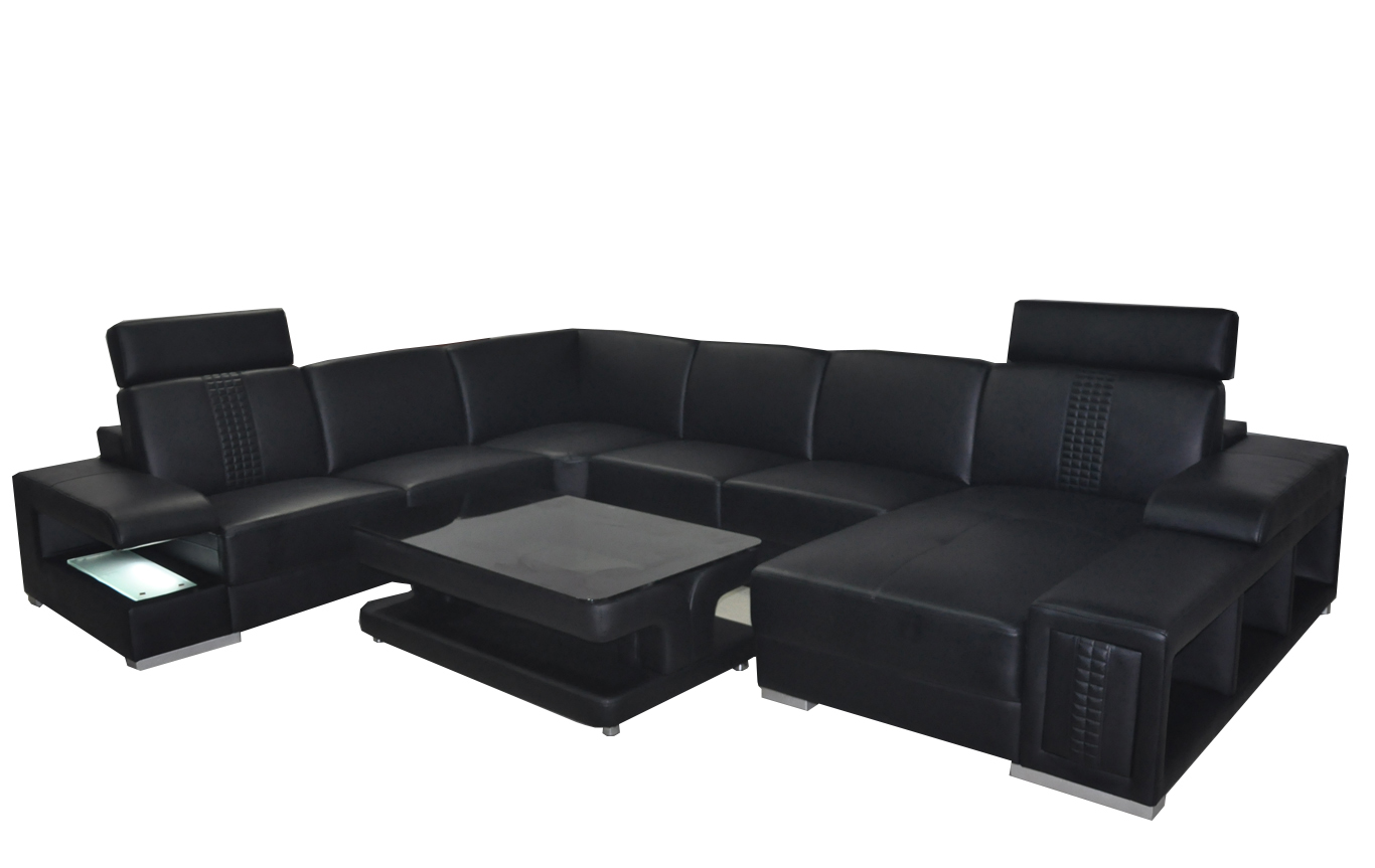 Ecksofa Design Polster Eckgarnitur Eckcouch Sofa Wohnlandschaft Couch Tisch USB