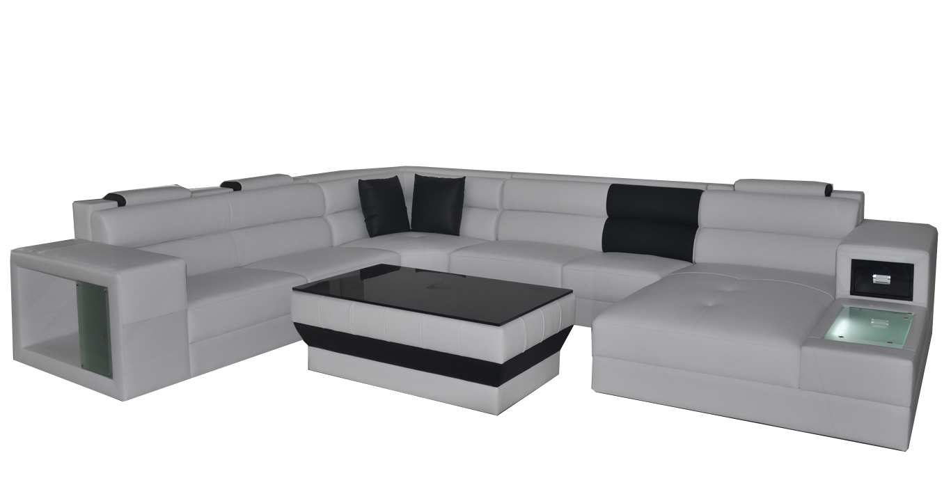 Ecksofa Eckgarnitur Eckcouch Sofa Couch Polster Wohnlandschaft Tisch LED USB Neu