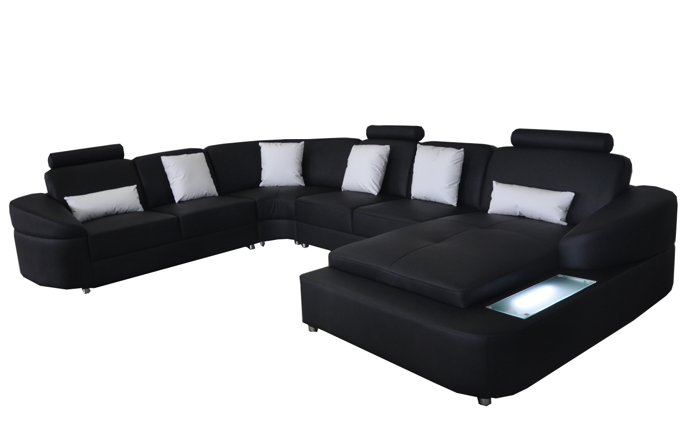 Leder Sofa mit USB Couch Wohnlandschaft Eck Garnitur Design Modern Sofas U-Form