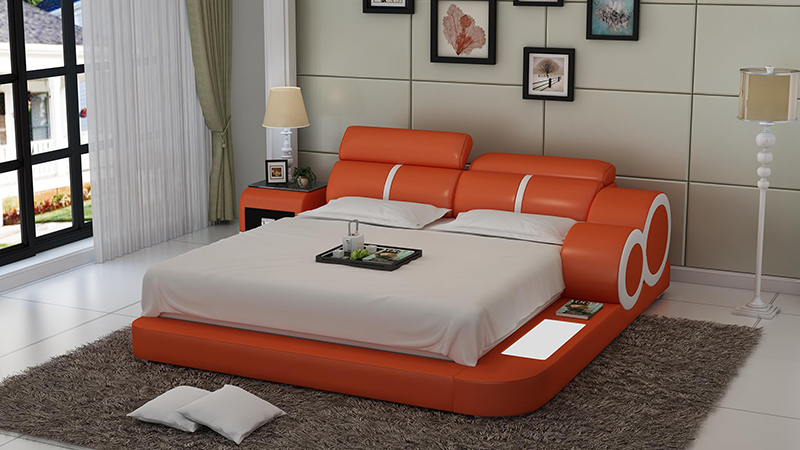 Wasserbett Hotel Doppelbett Betten Komplett Lederbett Polsterbett Wasser Mit USB