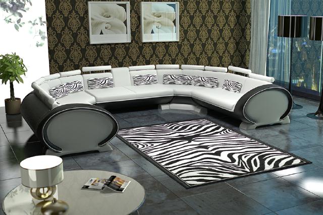 U förmige Couch Sitzpolster Ecke Leder Ecksofa Moderne Designer Couchen + USB