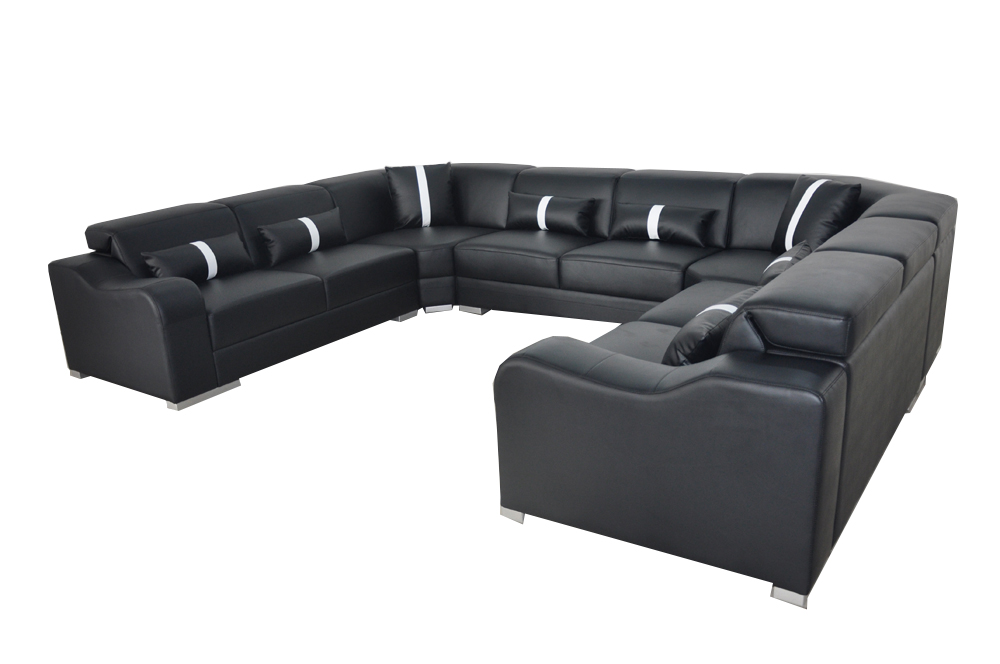 Leder Sofa Couch USB Polster Eck Garnitur Moderne Wohnlandschaft U Form Design
