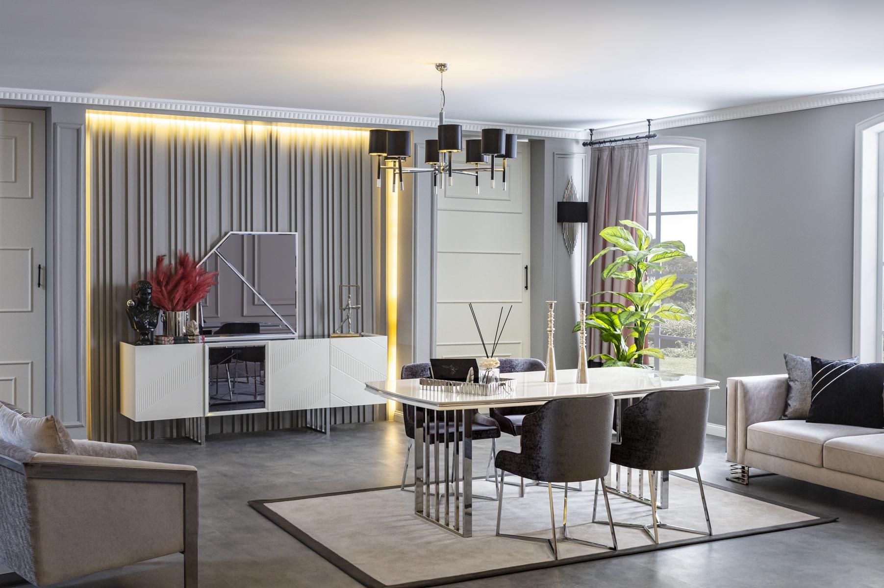 Villen Möbel xxl Anrichte Esstisch Stuhlgruppe Garnitur Esszimmer 7tlg.