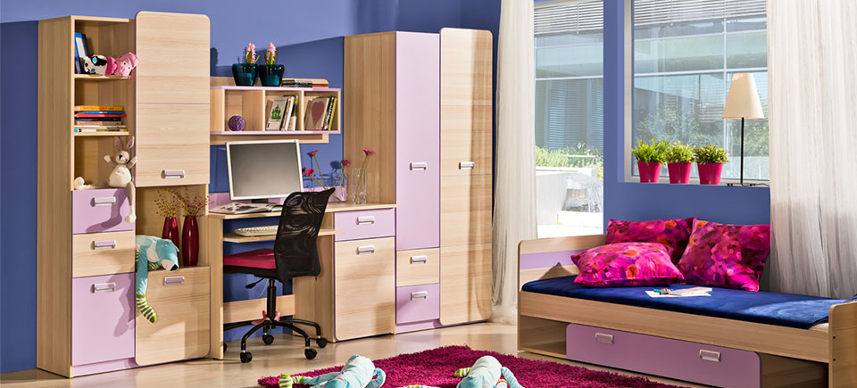 Wohnwand Anbauwand Schrankwand Kinderzimmer Schreibtisch Wohnzimmer Schrank Neu