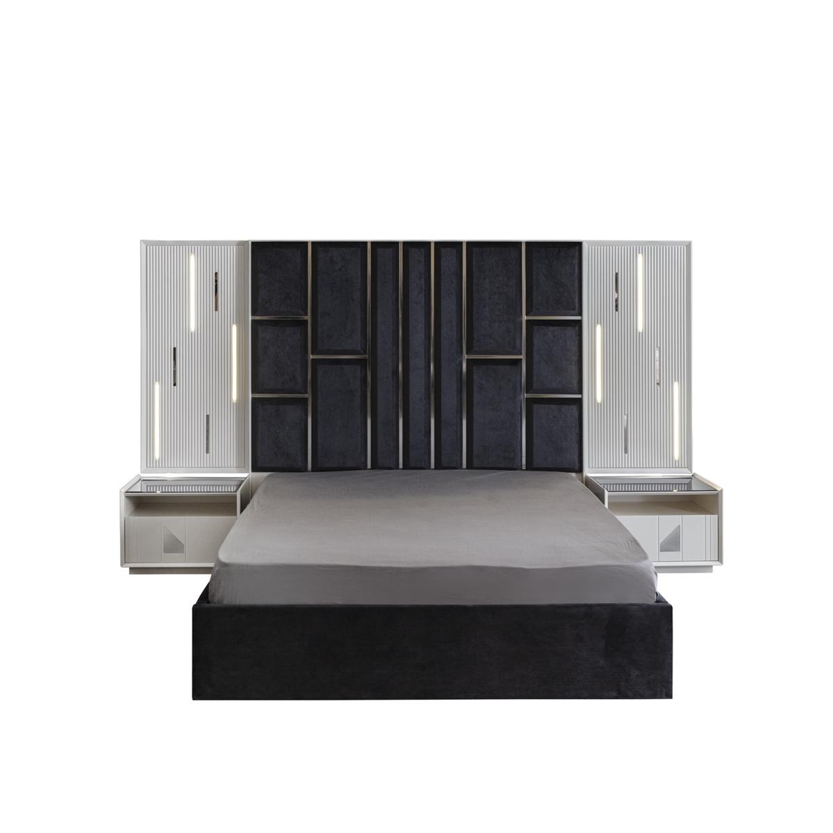 Weiß Bett 2x Nachttische Schlafzimmer Set 3tlg Holz Luxus Garnitur neu