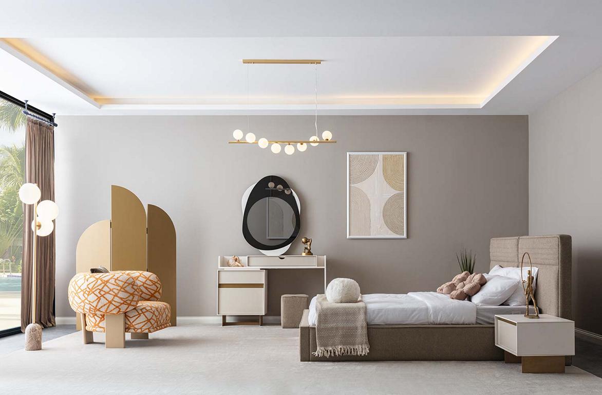 Schlafzimmer Set Bett Schminktisch Nachttisch Kommode Spiegel Möbel 5tlg