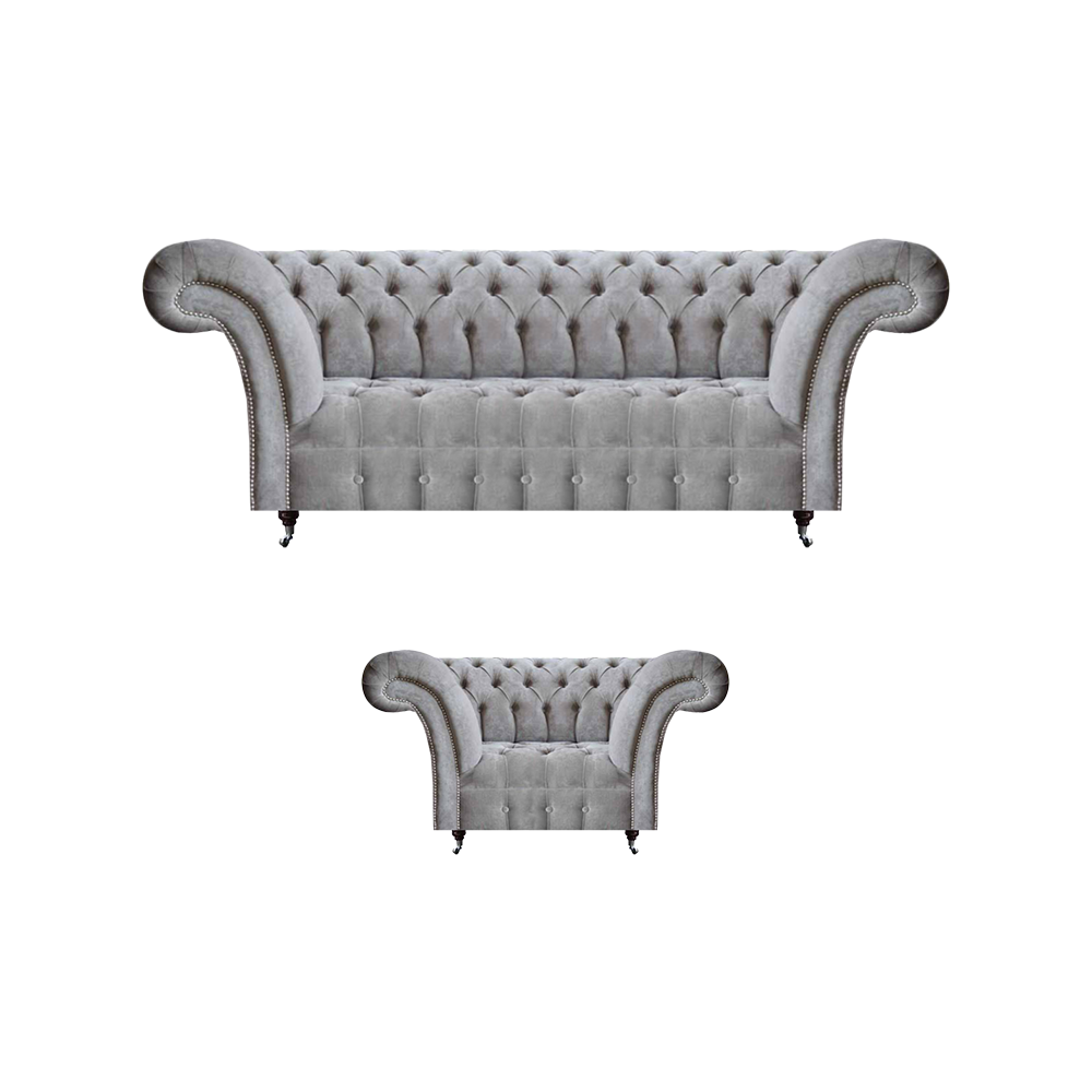 Chesterfield Sofa Komplett Luxus Sessel Polstermöbel Dreisitzer Couch
