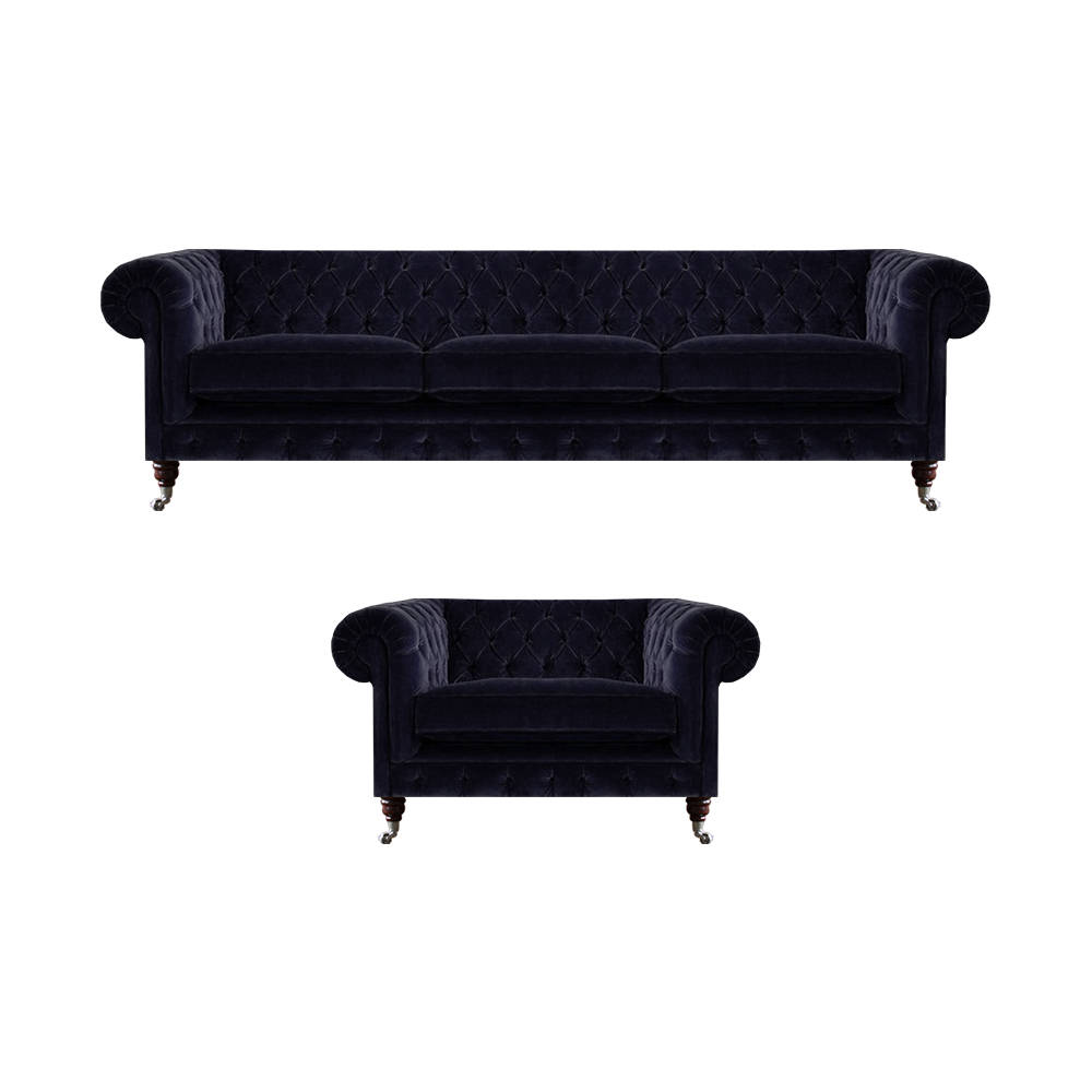 Wohnzimmer Set 2tlg Sofagarnitur Dreisitzer Sofa Sessel Einrichtung Chesterfield