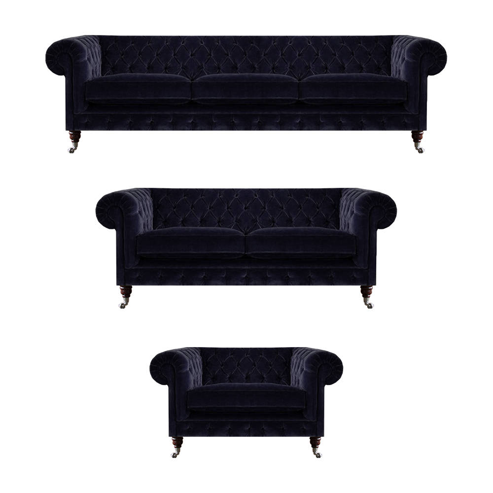 Polstermöbel Sessel Sofagarnitur Dreisitzer mit Zweisitzer Sofas Chesterfield