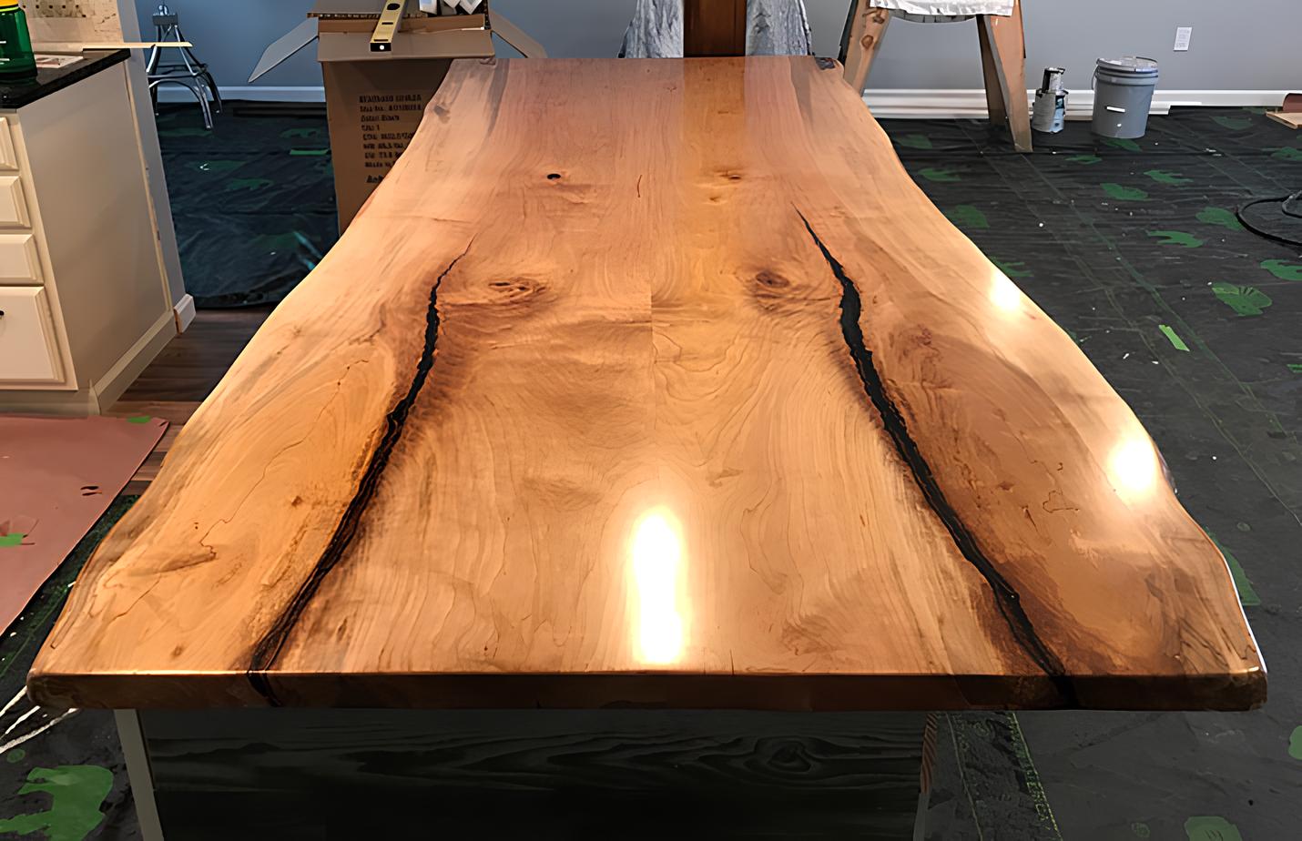 esstisch epoxid harz echtes holz massive möbel wasserfall epoxy tisch 240x100cm