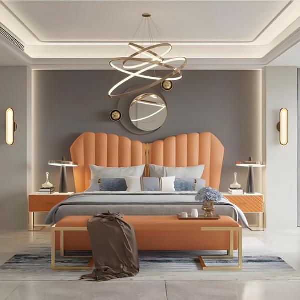 Bett Orange Doppelbett 180 x 200 Möbel Einrichtung Schlafzimmer Design Neu
