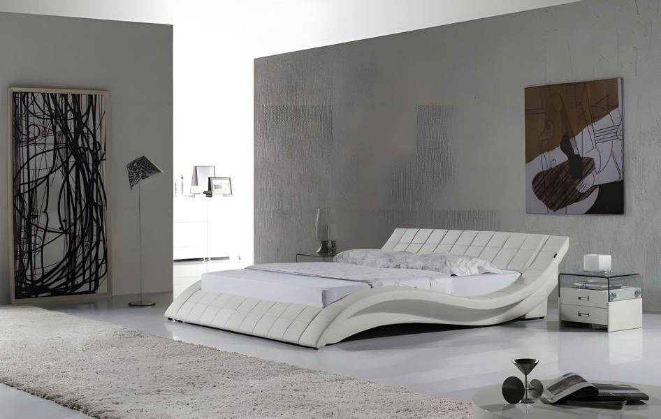 Bett Weiß Schlafzimmer JV Möbel Liegefläche 180x200 Schlafzimmer Kunstleder