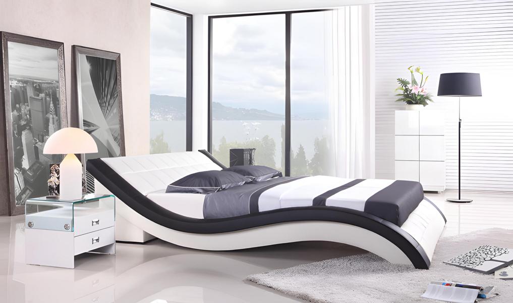 Bett Weiß Schlafzimmer JV Möbel Liegefläche 180x200 Schlafzimmer Kunstleder