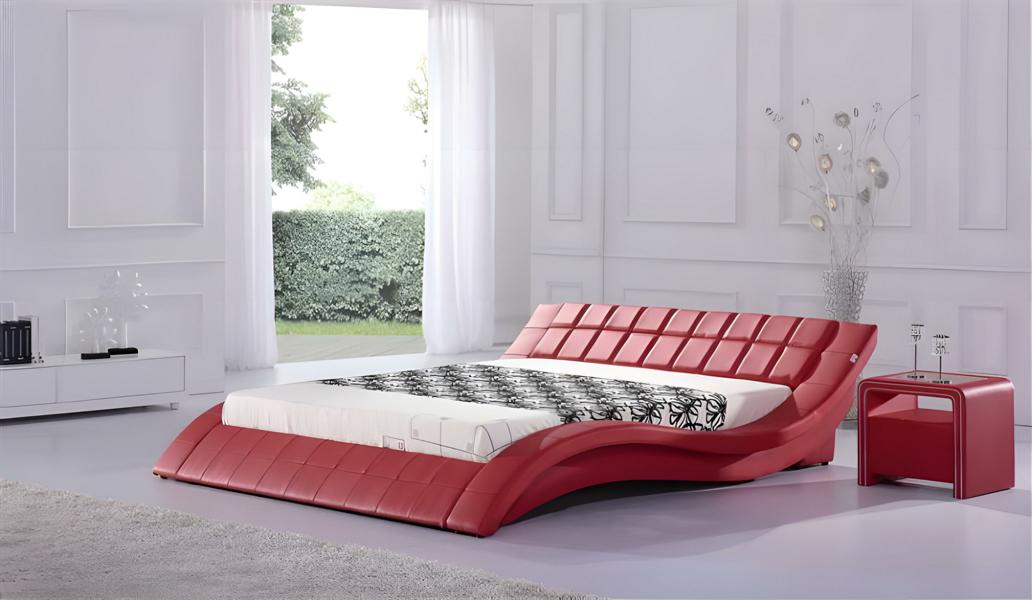 Bett Rot Schlafzimmer JV Möbel Liegefläche 180x200 Schlafzimmer Kunstleder Neu