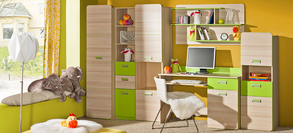 Wohnwand Anbauwand Schrankwand Wohnzimmer Schrank Schreibtisch Kinderzimmer NEU
