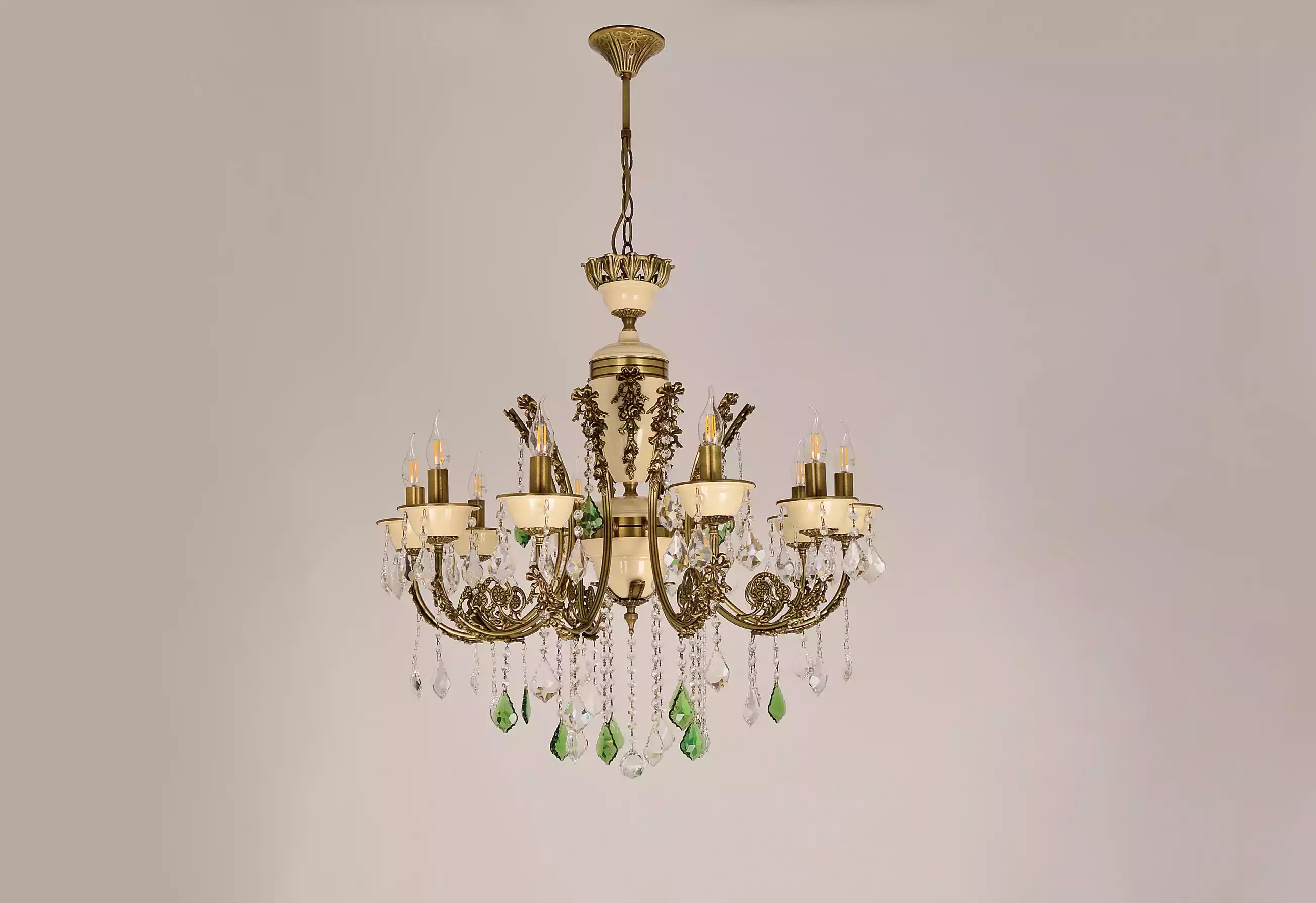 Luxus Kronleuchter Deckenlampe Lüster Leuchte Lampe Braun Kristall 80cm