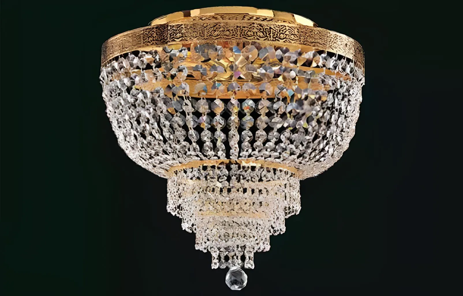 Kronleuchter Deckenleuchter Luxus Gold Deckenlampe Lüster Kristall Art