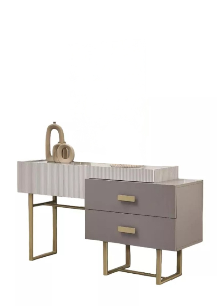 Schminktisch mit Spiegel Schminkkonsole Frisiertisch Holz Beige Konsol Sofort