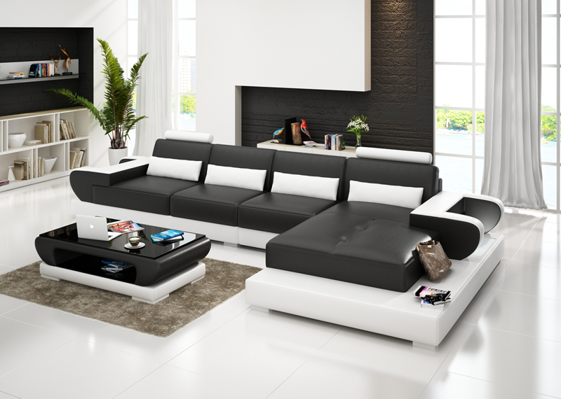 Ledersofa Couch Wohnlandschaft Ecksofa Eck Garnitur Design Sofa USB G8003C Neu