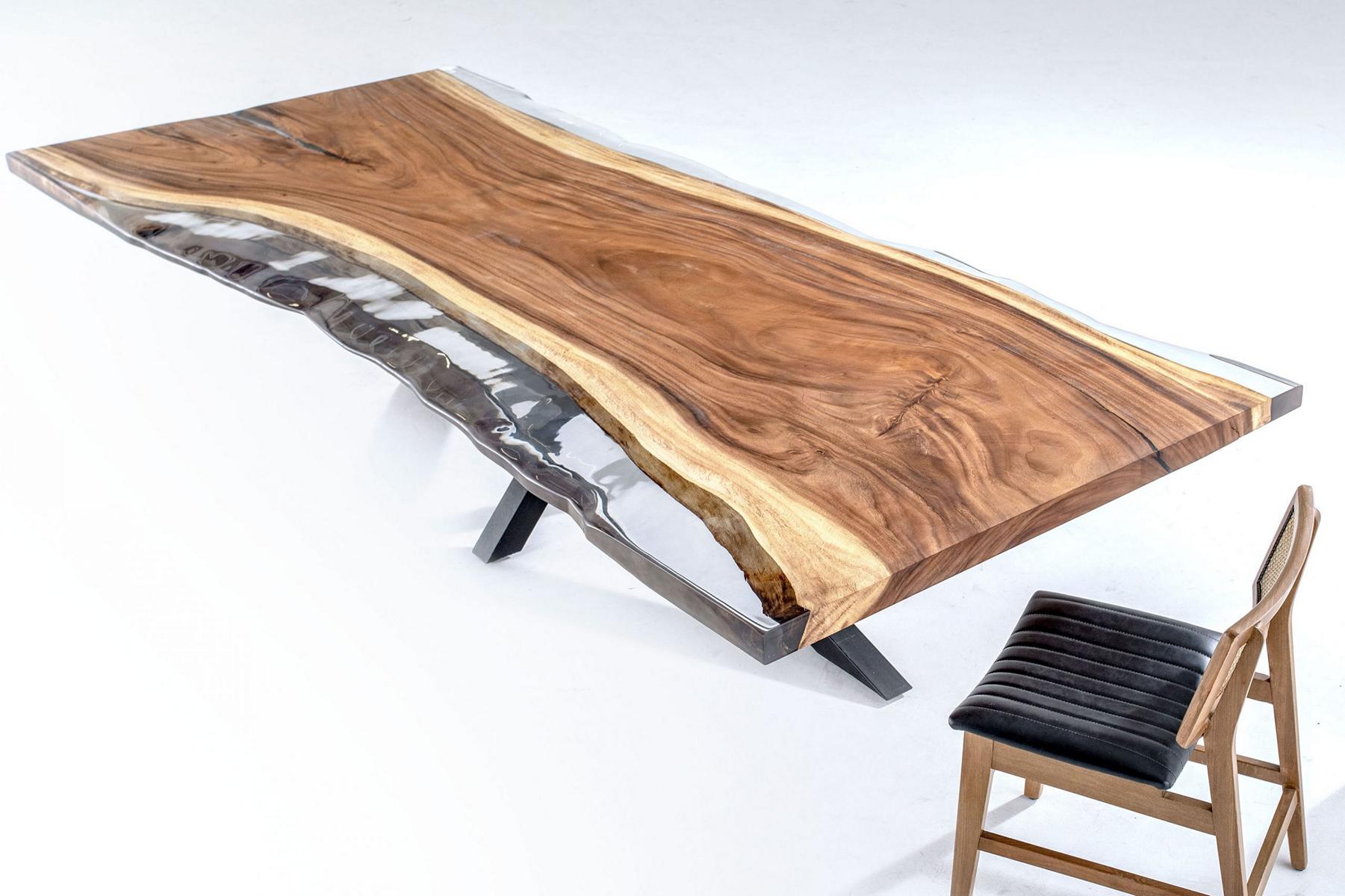 Esszimmertisch Konferenztische Esstisch Epoxidharz Tisch Holz Braun