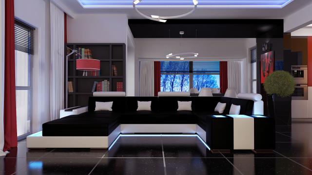 Wohnlandschaft XXL BIGSOFA Ecksofa Beleuchtet NEU Eck Leder Polster Couch Sofa