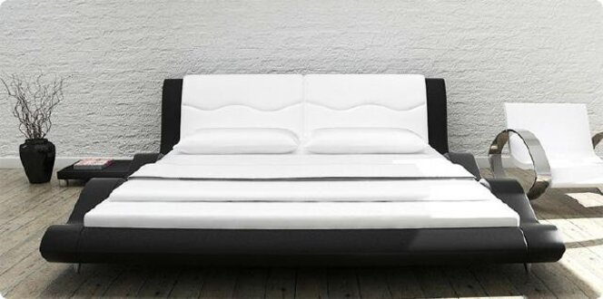 Wasserbett Komplett Lederbett Polsterbett mit Matratze Neu MORSKIE Bett Betten