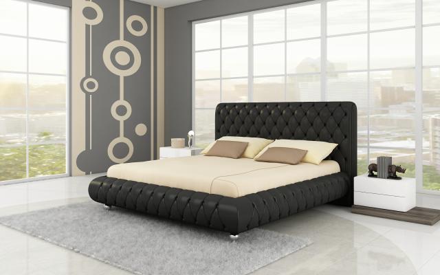 Wasserbett Komplett Lederbett Polsterbett mit Matratze Chesterfield Bett Betten