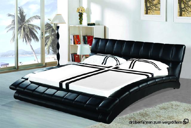 Wasserbett Komplett Lederbett Polsterbett mit Matratze Neu MAURICE Bett Betten