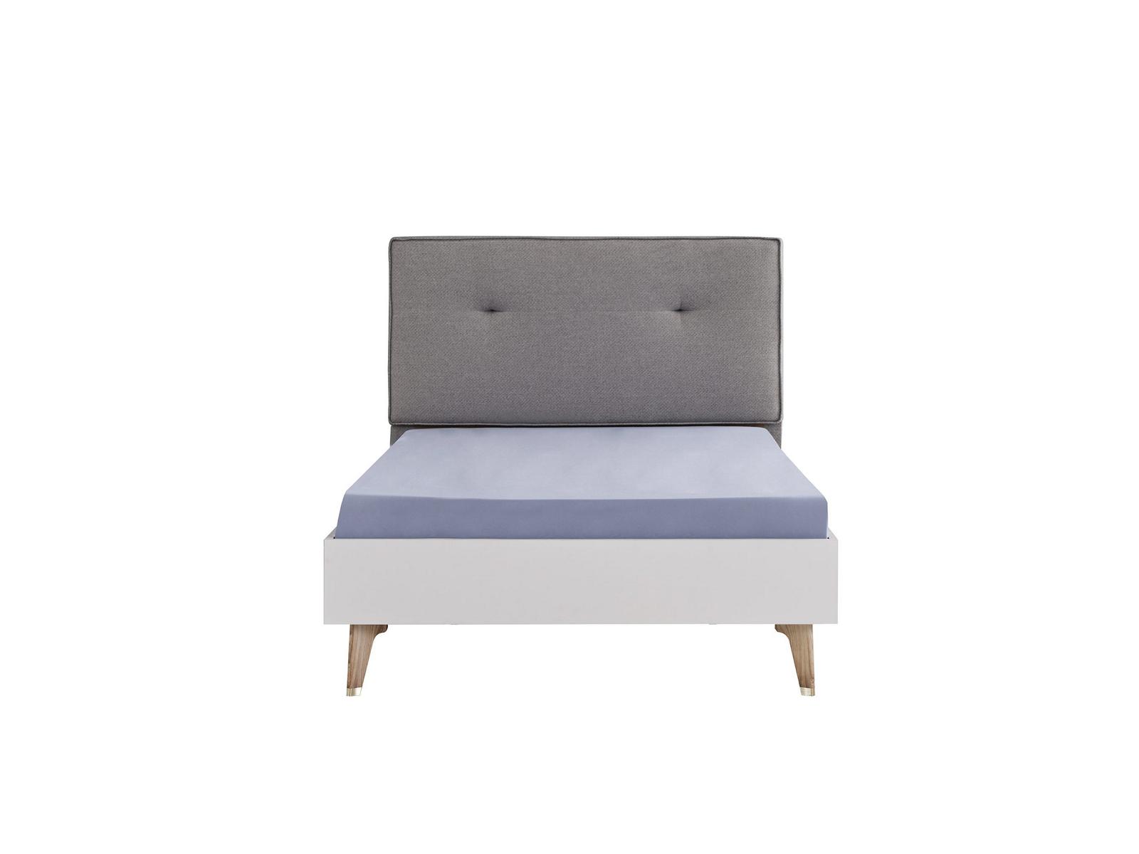 Kinderbett Bett 120 cm Jugendbett Holz Grau Kinderzimmer Stoff Modern