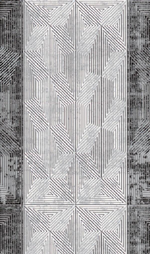 Geometrisches Muster Design Teppich Kurzflor Flur Foyer Grau Schwarz Teppiche