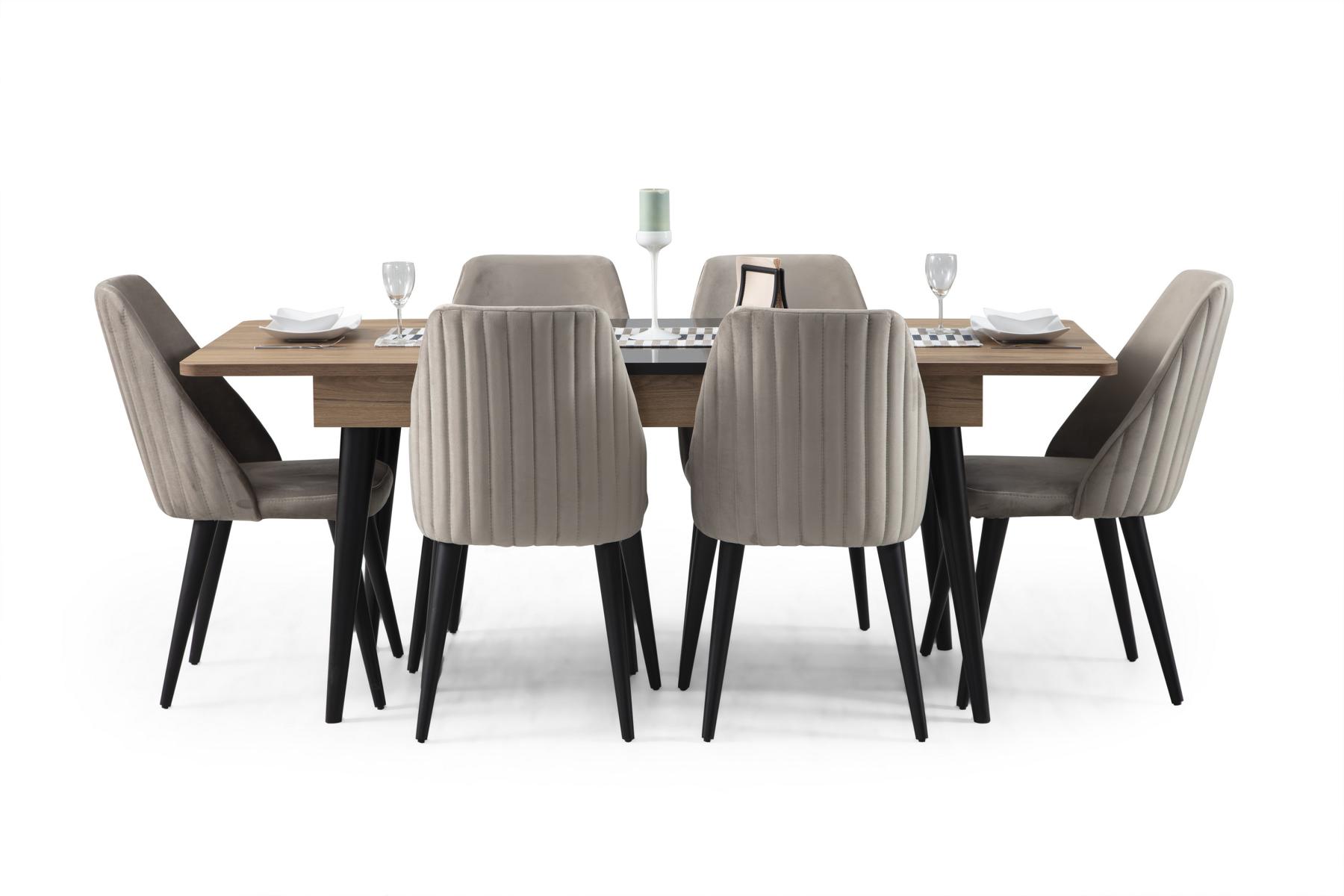 Exklusive Esszimmer Set Besteht aus Esstisch und 6x Stühle Braun 7tlg.