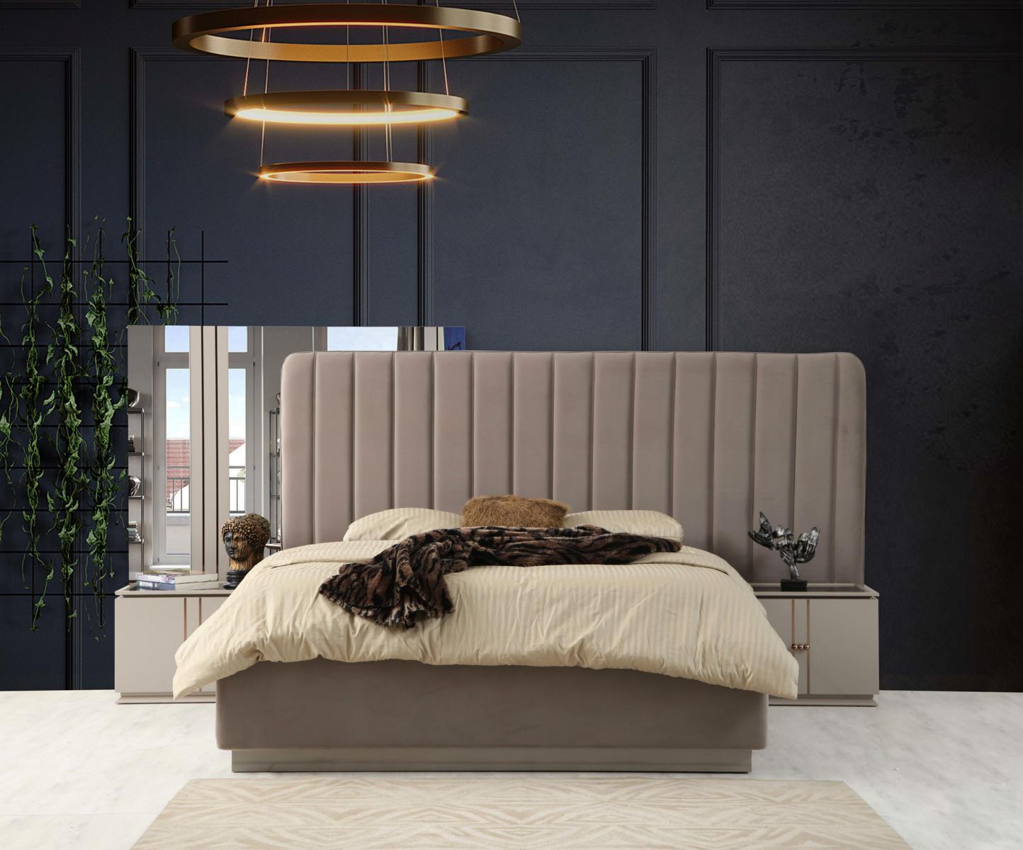 Perfekte Schlafzimmer Set Elegant Luxus Bett und 2x Nachttische Modernes