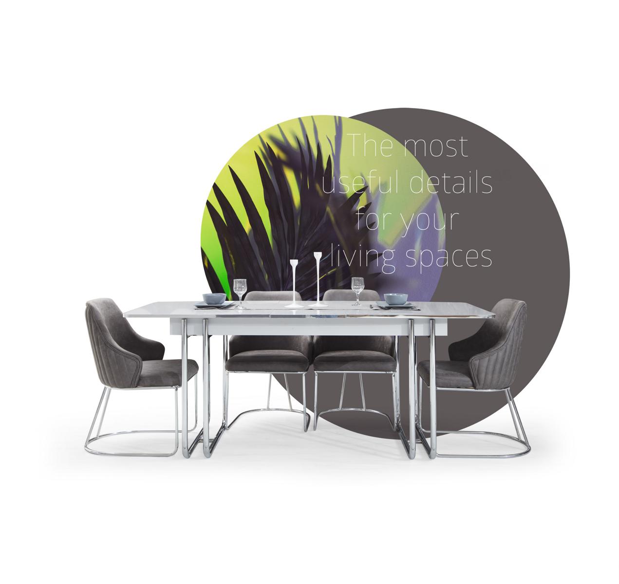 Stilvoll Esszimmer Set Besteht aus Esstisch+4x Stühle Weiße Farbe 5tlg.