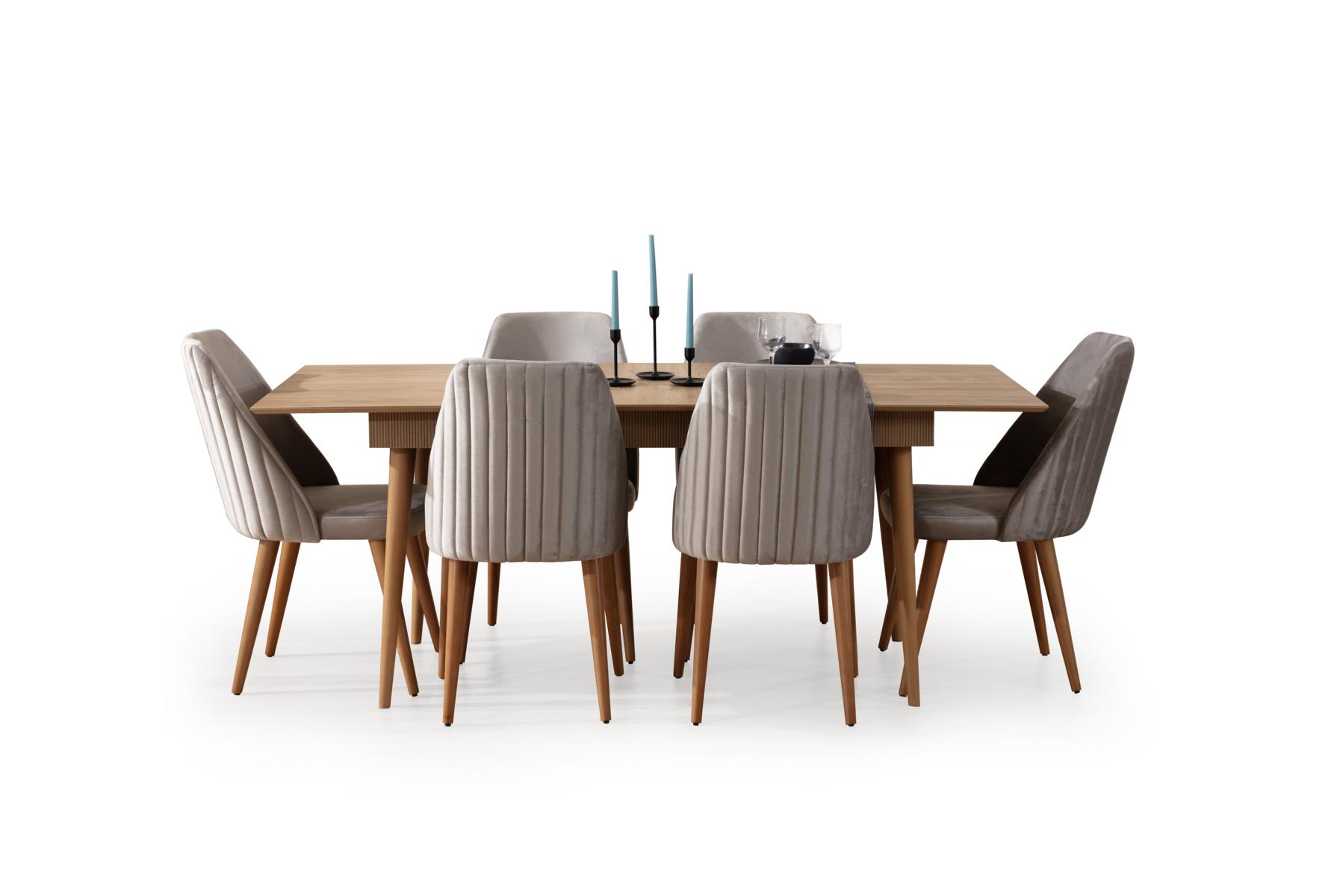 Luxus Esstisch Essgruppe Esszimmer Garnitur 6x Stühle Holz Set 7tlg