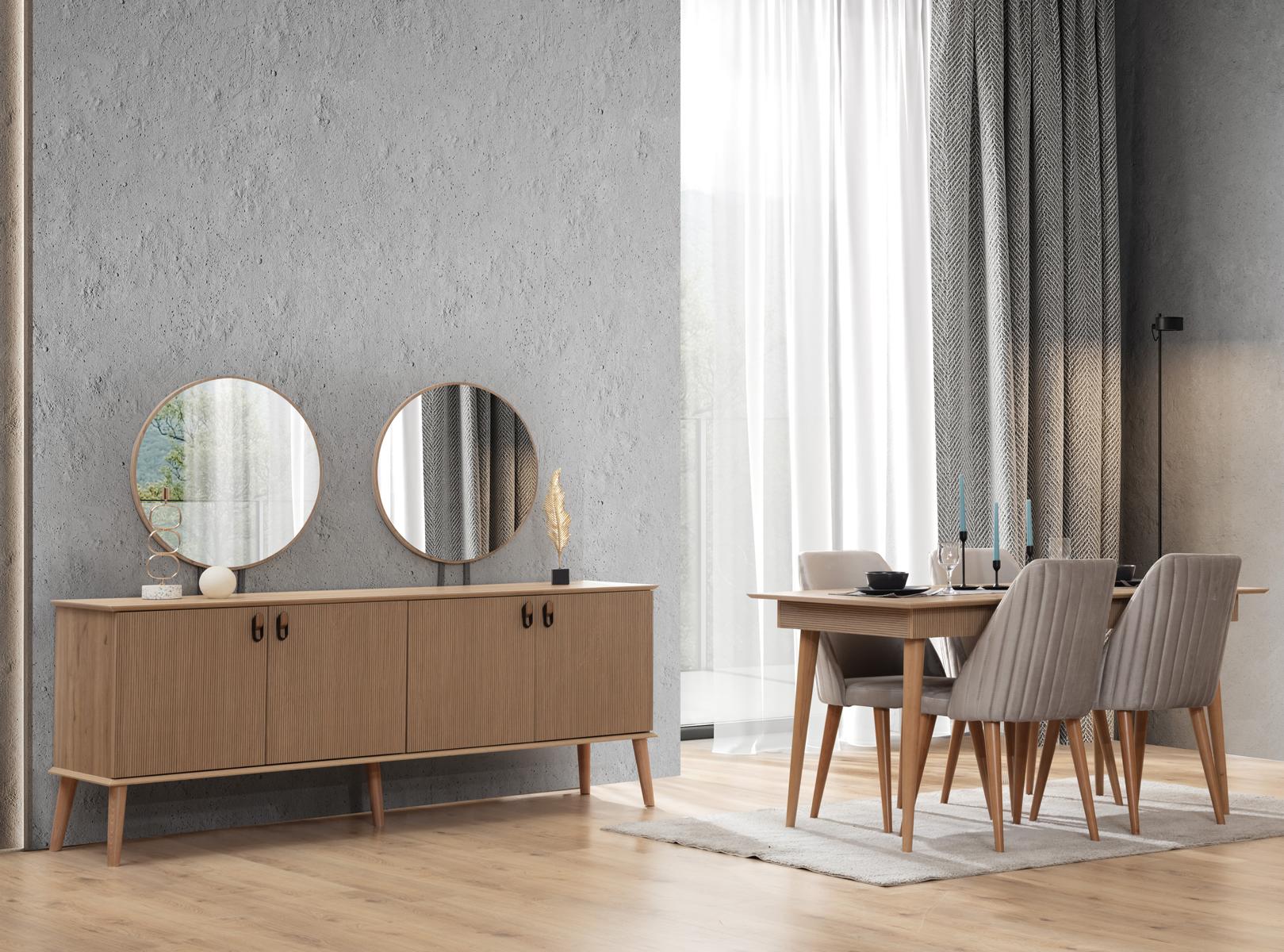 Modern Esszimmer Set Besteht aus Design Esstisch 4x Stühle Anrichte 6tlg.