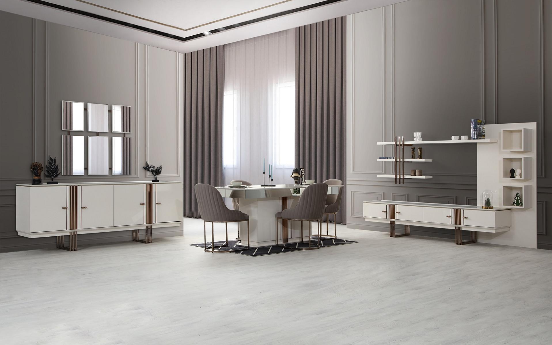Neuheit Esszimmer Set Esstisch 4x Stühle Anrichte Sideboard 7tlg.