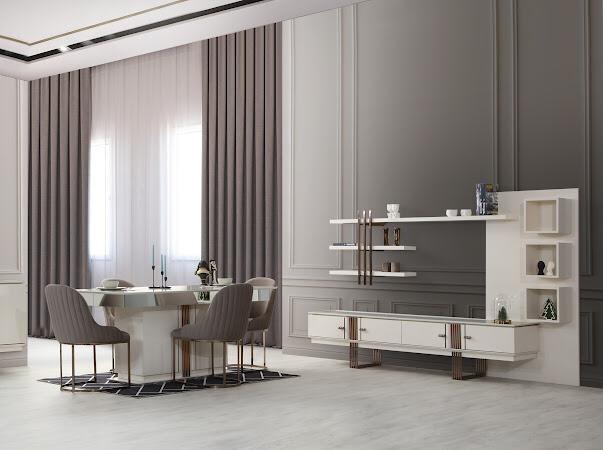 Esszimmer 6tlg. Set Esstisch Sideboard 4x Stühle Modern Neuheit Design