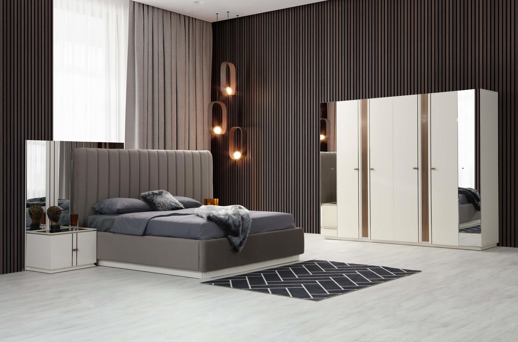 Exklusive 4tlg.Schlafzimmer Set Stil Bett 2x Nachttische und Kleiderschrank