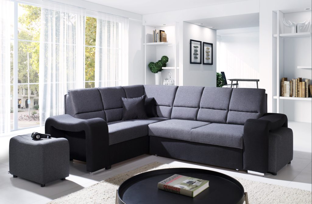 Sofa Schlafsofa Designer Sofa mit Bettfunktion + Bettkasten Ecksofa Couch NEU!!