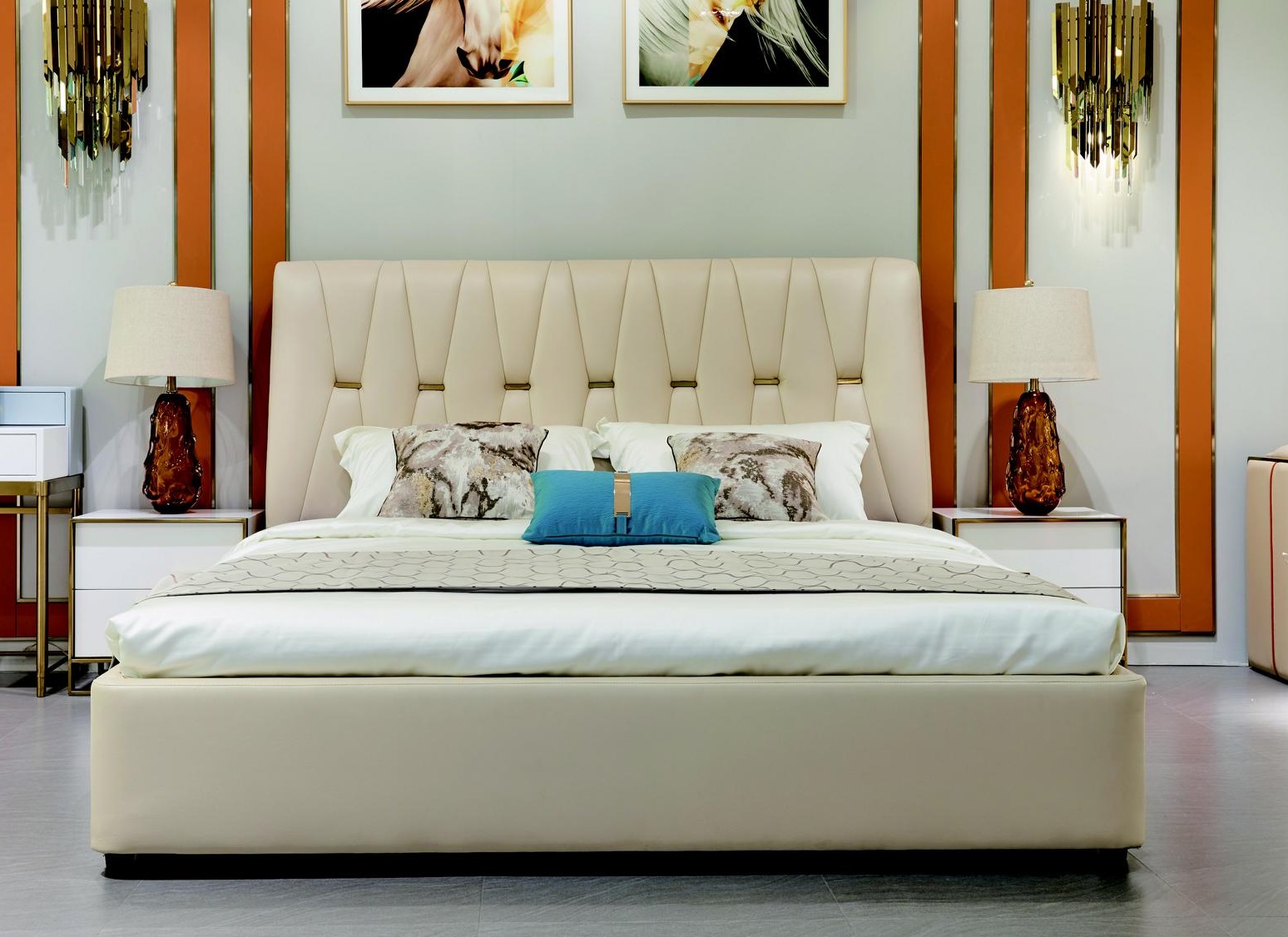 Bett 2x Nachttisch 3tlg. Schlafzimmer Set Design Modern Luxus Schlafzimmer Neu