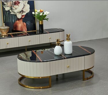 Couch Tisch Tische Oval Sofa Neu Metall Holz Beistell Designer Wohn zimmer Neu